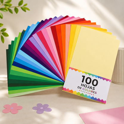 Paquete de 100 hojas de colores 🎨