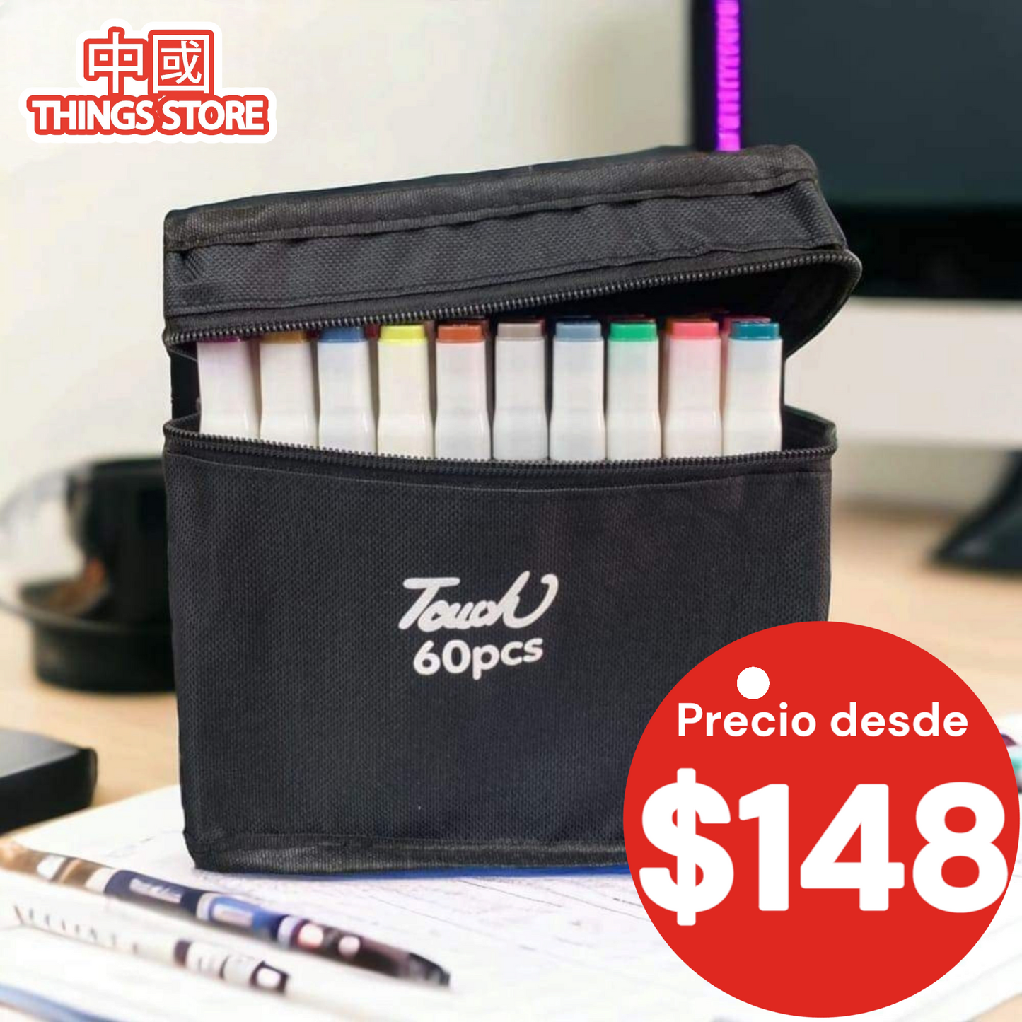 Plumones de doble punta 60pz