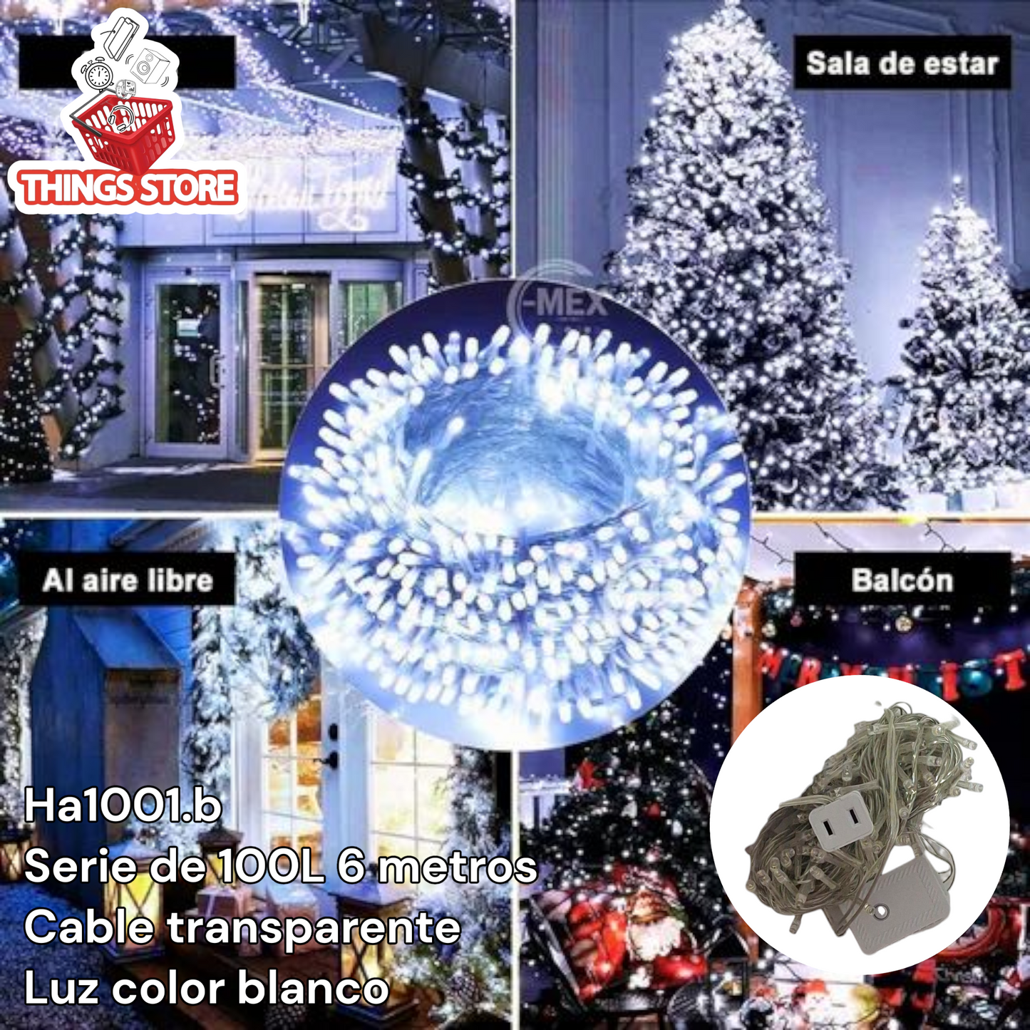 Serie blanca 100 luces 6m