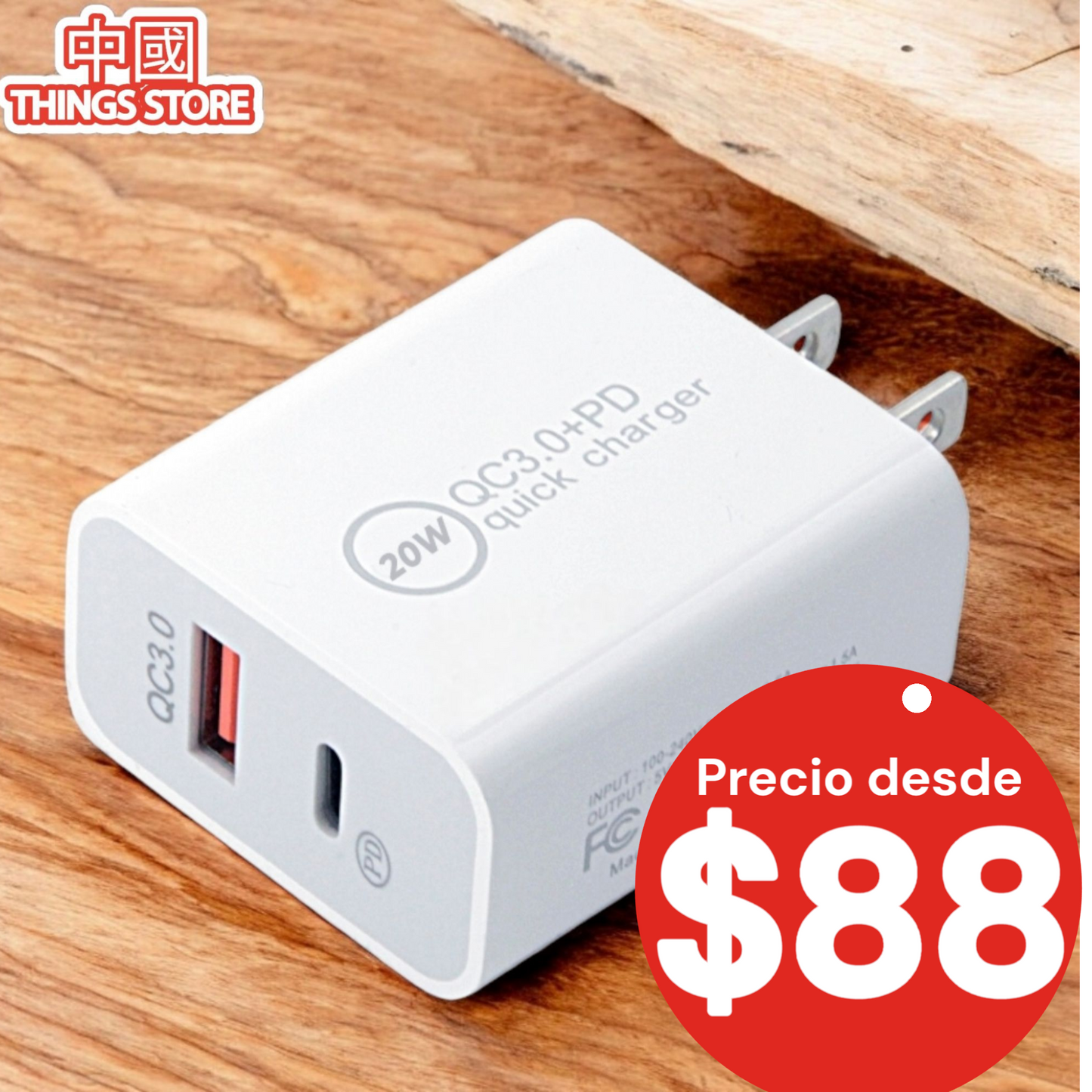 Cubo de carga doble USB y tipo C