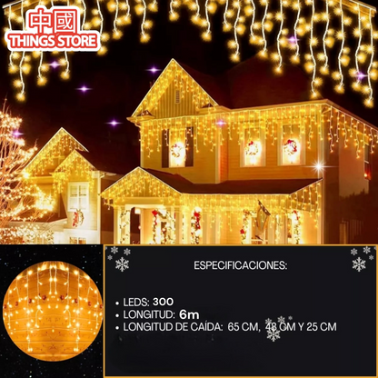 Serie cascada cálida 300LED 6m