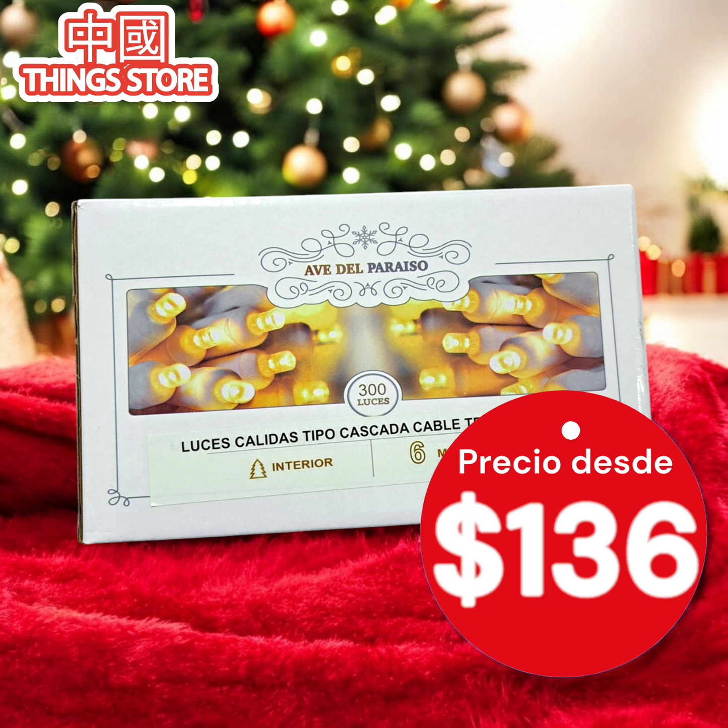 Serie cascada cálida 300LED 6m