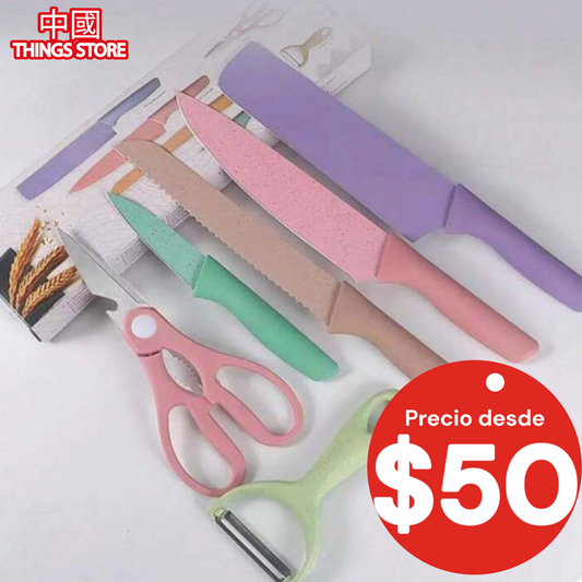 Set de cuchillos color pastel